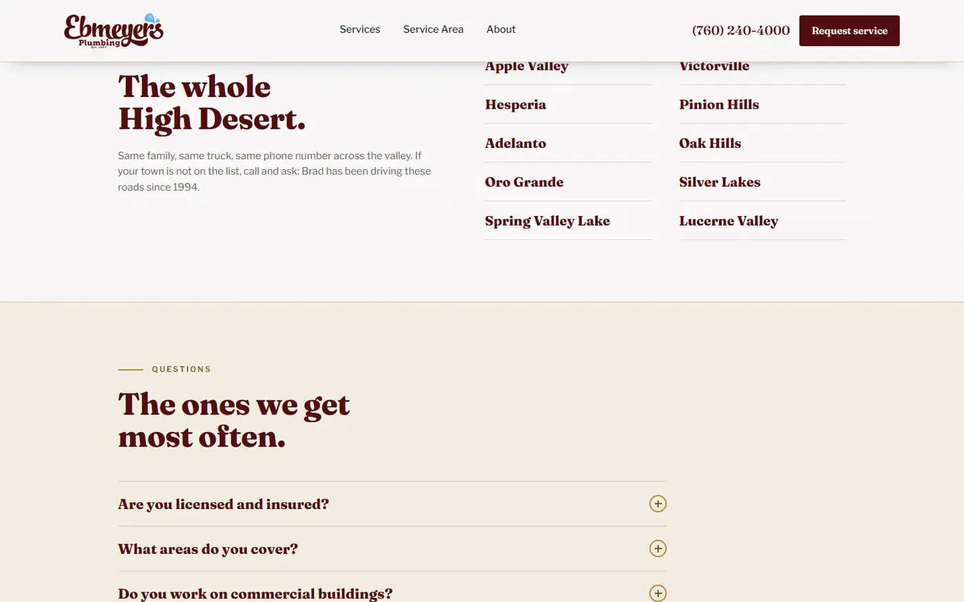 La zona de servicio en el High Desert