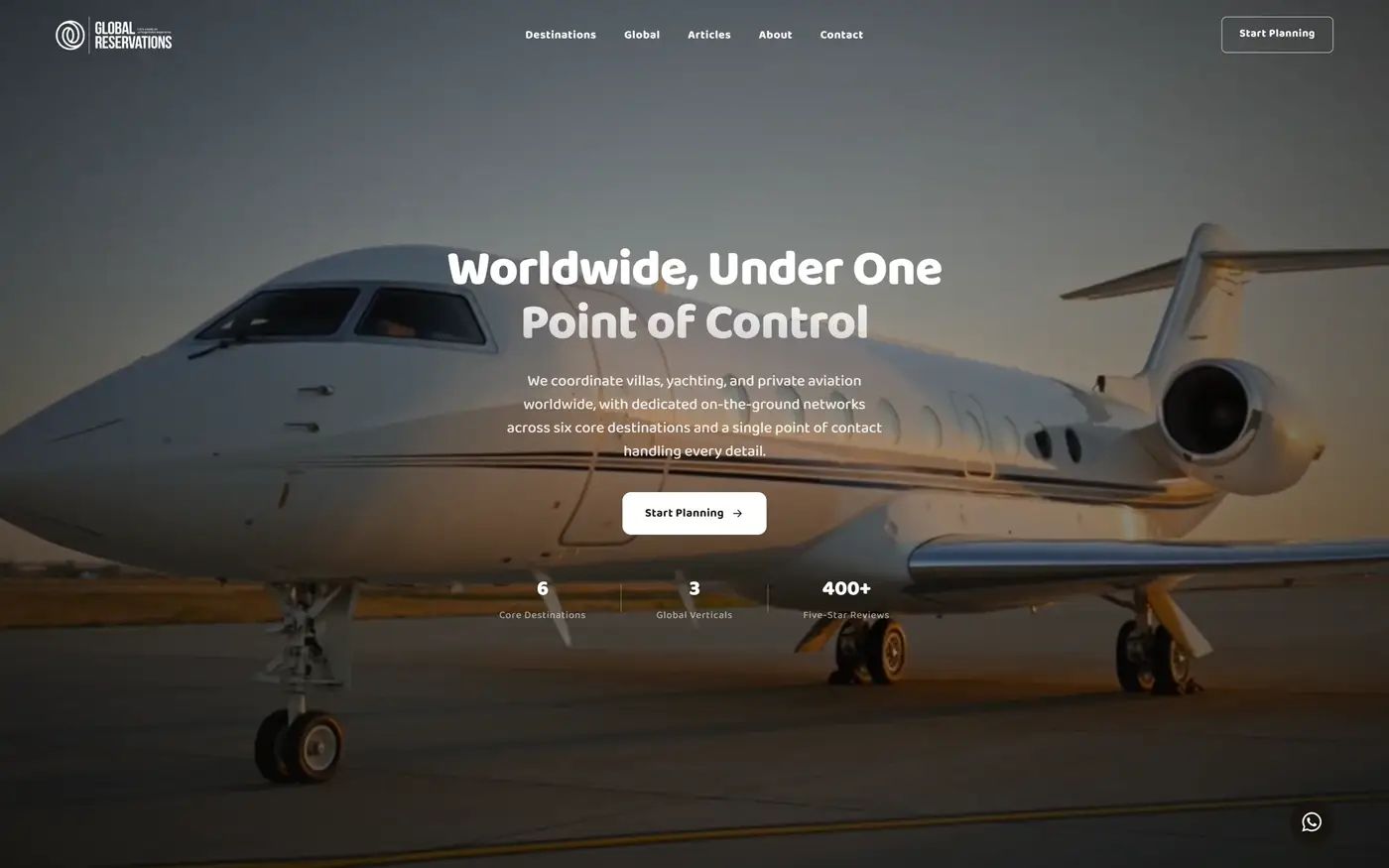 Portada del sitio de Global Reservations