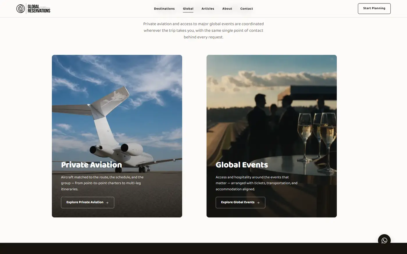 Sección global: aviación privada y eventos