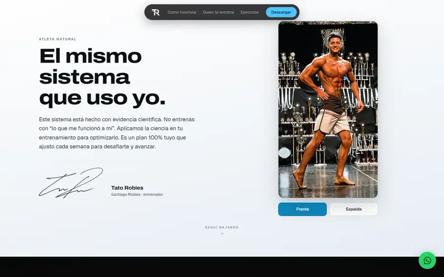 La sección firma del mismo sitio, con la interfaz de la app